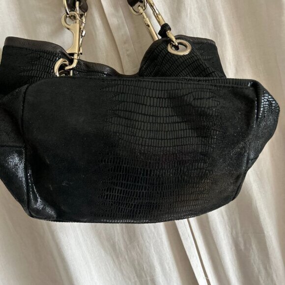 JIMMY CHOO Shoulder Bag snake print black Leather bag medium double straps - Picture 7 of 15